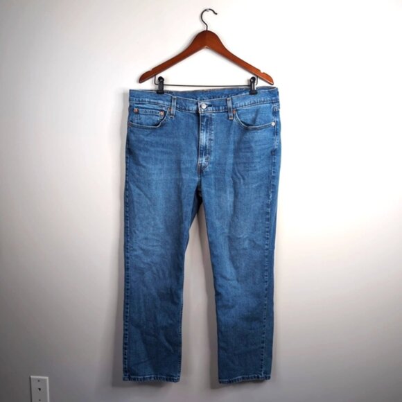 Levi's 514 Mens Straight Fit Relaxed Classic Blue Wash Jeans 38x30 - Picture 2 of 7